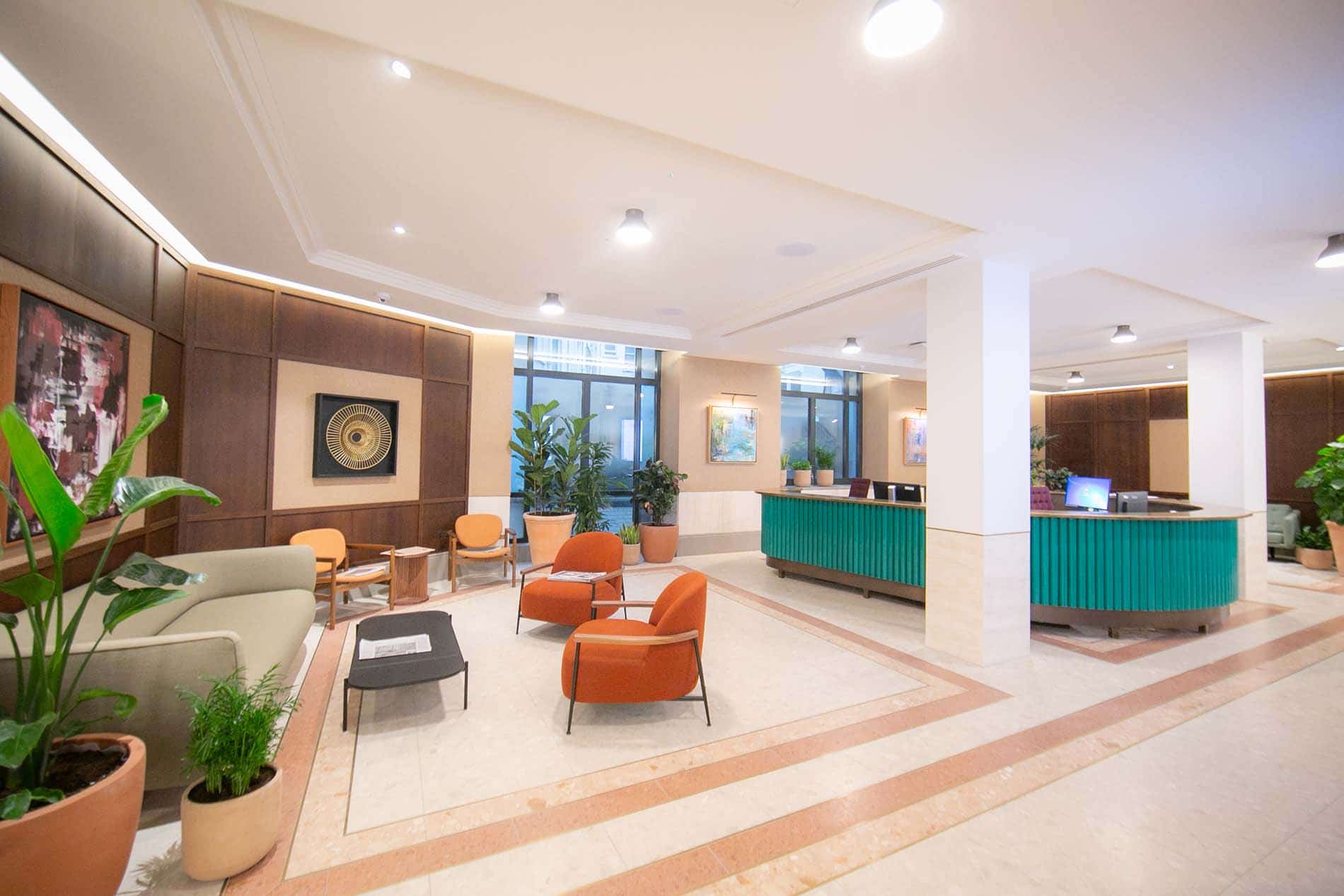 JK Aesthetics London clinic reception, Finsbury Circus